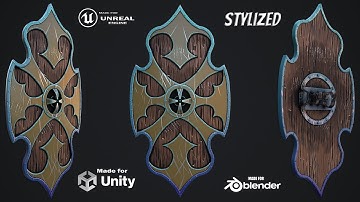 Fantasy Shield 4 stylized game ready 3d model