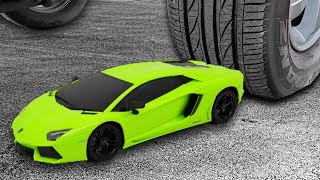 Car Vs Toy Lambo, Slime, Colored Balloons | Crushing Things With Car Running Over Stuff Asmr