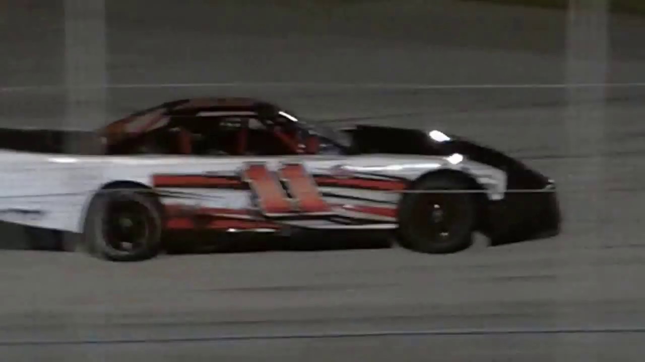 Sportsman driver ignores black flag, refuses to leave track.