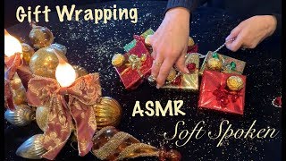 ASMR Christmas gift wrapping (Soft Spoken/ music) paper crinkles & taping screenshot 2