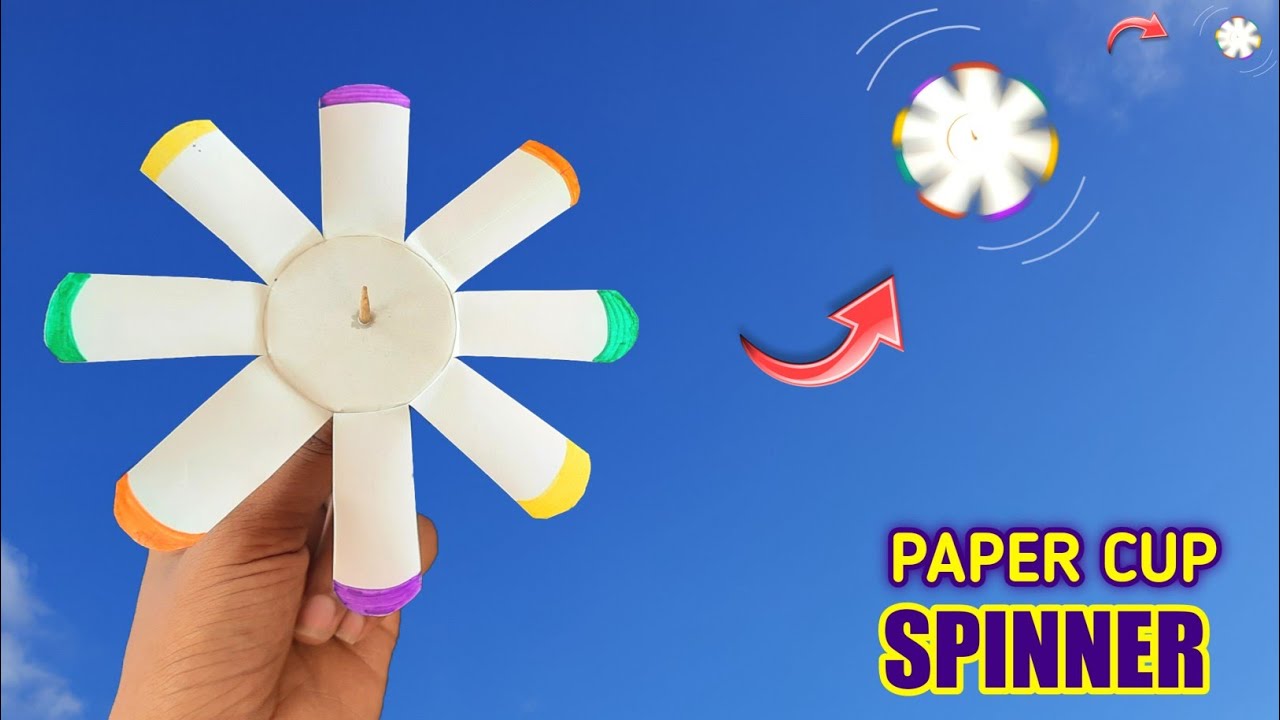 Paper cup spinner making , How to make spinner / latoo , homemade paper cup  toy 