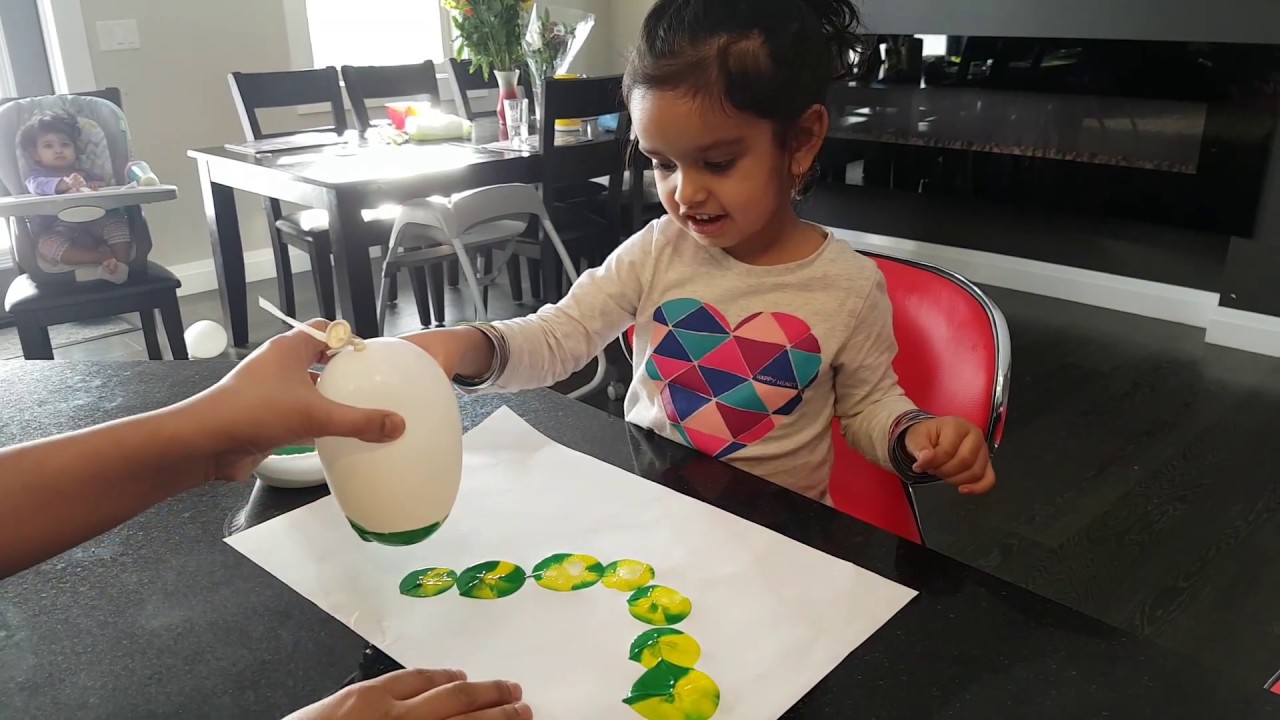 Balloon and paint art, making caterpillar!! YouTube
