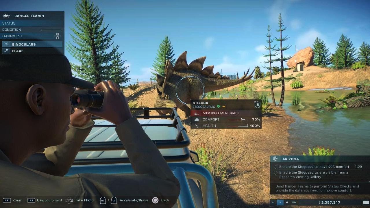Jurassic World Evolution 2 PS5 Arizona 3 Tutorial Mission Stegosaurus, Scientists and a Sandstorm