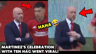 HAHA 😂 TEN HAG SHOCKED! Martinez's celebration with Erik Ten Hag went viral!