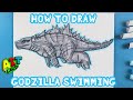 How to Draw GODZILLA SWIMMING!!!