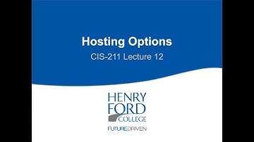 CIS 211 Lecture 12: Hosting Options