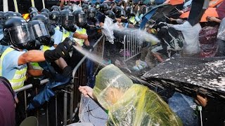 Clashes at Hong Kong protest site