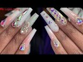 Acrylic Ombre Full Rhinestone | Nails Tutorial |