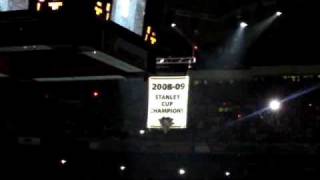 Pittsburgh Penguins Stanley Cup banner raising 10/2/2009