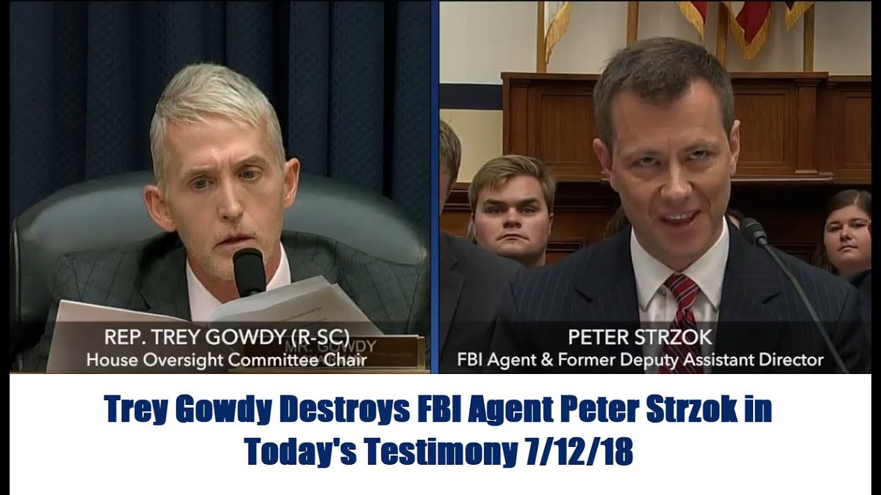 Trey Gowdy Destroys FBI Agent Peter Strzok in Today's Testimony 7/12/18 ...