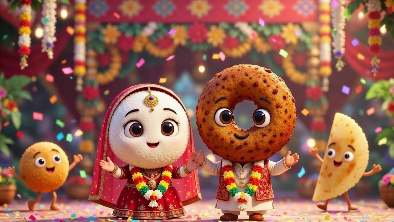 Soft Idli Dulhan & Vada Dulha Ki Shaadi 🎊 | Cute Food Cartoon Story