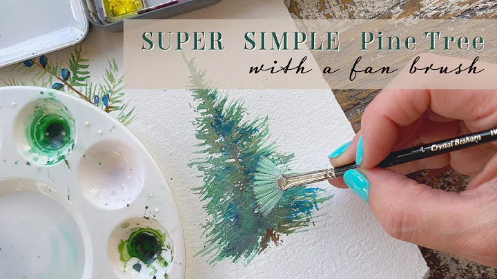 How to PAINT a Pine tree using a fan brush  #fanbrush #watercolor