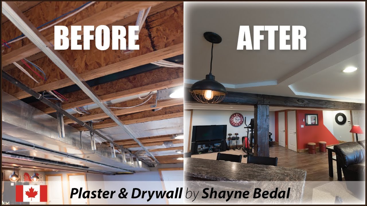 BASEMENT CEILING - Before & After - YouTube