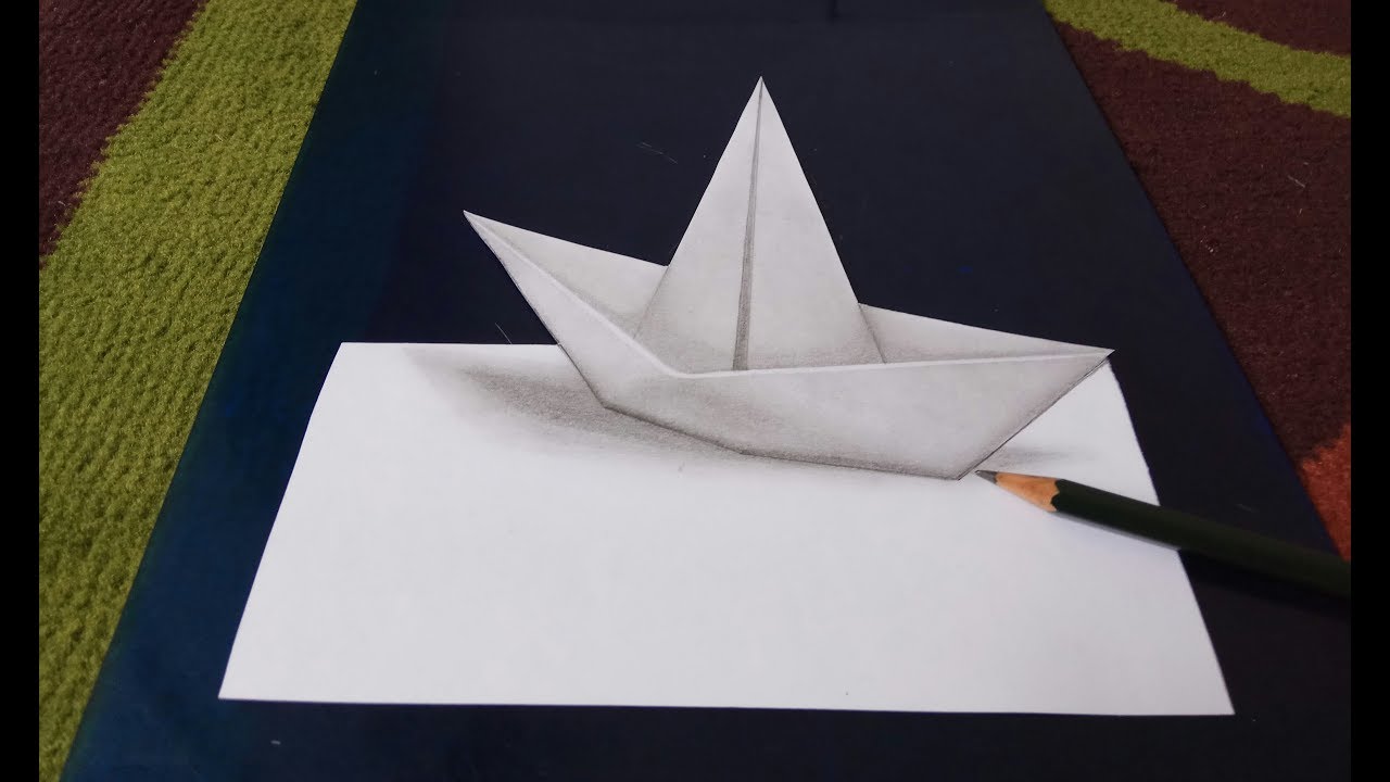 Belajar Cara Menggambar Perahu Kertas 3D YouTube