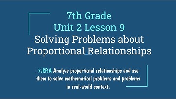 7th Grade Unit 2 Lesson 9 - Solving Problems about Proportional Relationships
