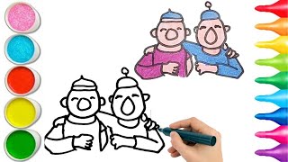 How To Draw cute Pat and Mat EASY step by step Drawing, Painting & Coloring For Kids and Toddlers_🌞🎨