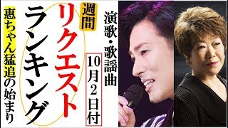 演歌リクエストランキング惠ちゃんの猛追劇ついに始まる！氷川きよしや山内惠介、秋元順子に竹島宏など