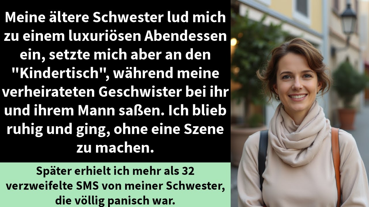 Meine ältere Schwester lud mich zu einem luxuriösen Abendessen ein, setzte mich aber an den