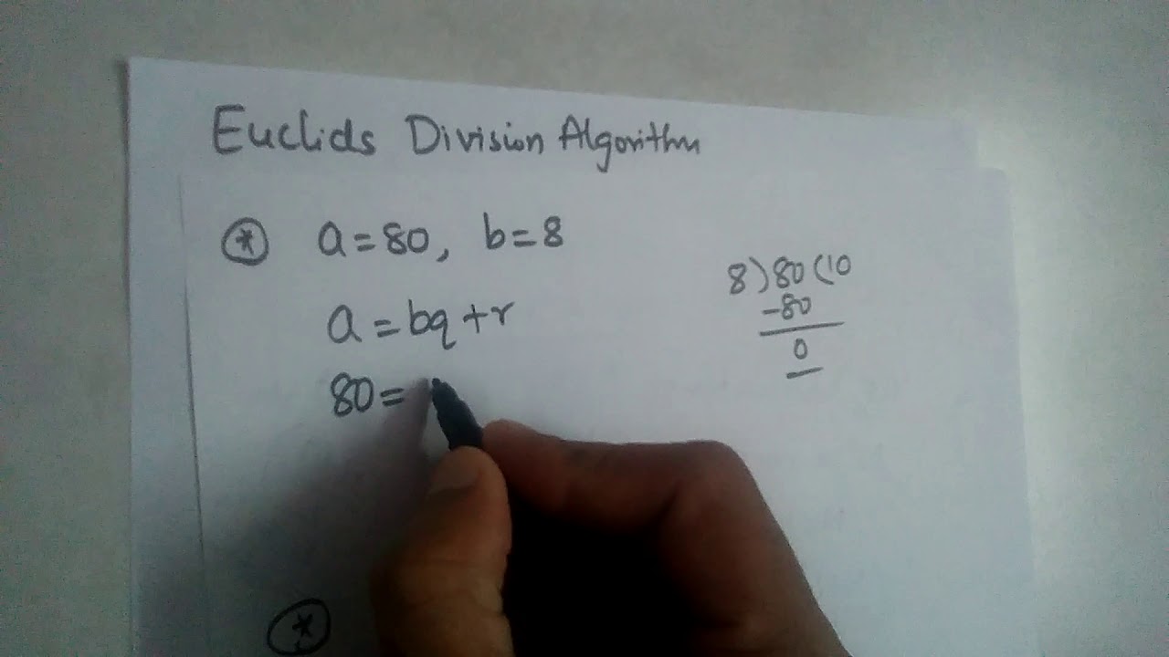 Division Algorithm Euclid's Division Algorithm a=bq+r..... Few examples