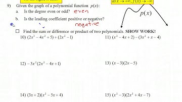 Day 2 NL   End Behavior, Add, Subtract and Multiply Polynomials