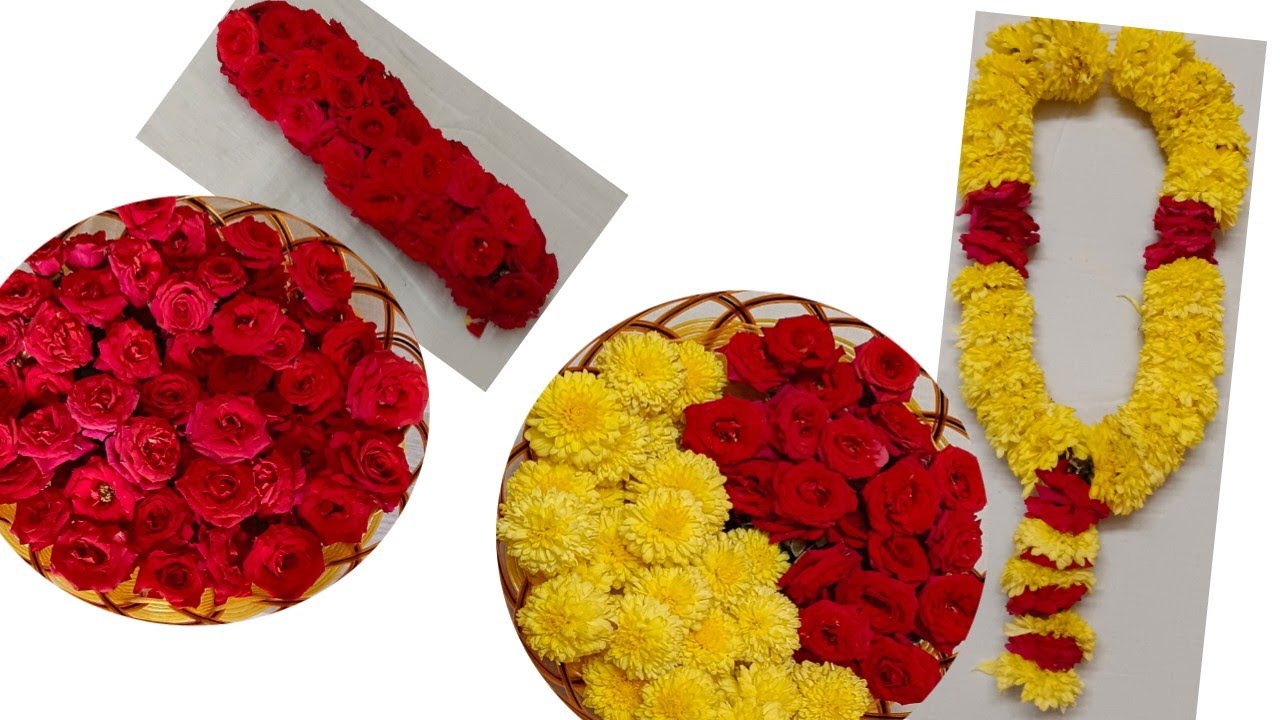 Easy Red 🌹🌹Rose Flower Graland/quick and easy Sevanthi 🌼 Flower mala