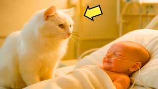 قطة تزور طفلاً مريضاً جداً في العناية المركزة كان يبكي فقط… ويحدث شيء لا يصدق