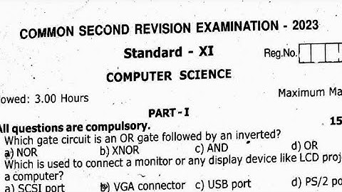 TN 11th Std Computer Science 2nd Revision Original Question paper Kanchipuram District 2022-2023