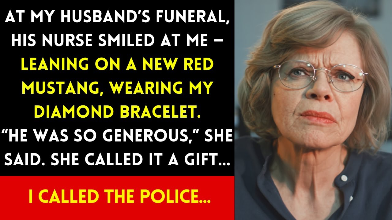 AFTER MY HUSBAND’S FUNERAL, HIS NURSE SHOWED UP WITH A NEW MUSTANG AND MY BRACELET. SO I...