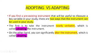 Topic 27 - Adapting / Adopting the questionnaire