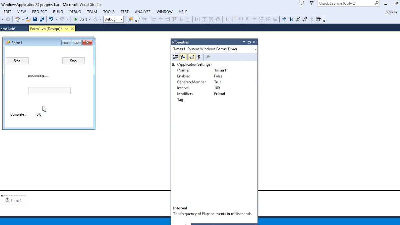 Create a Progressbar with % in VB.NET. - YouTube