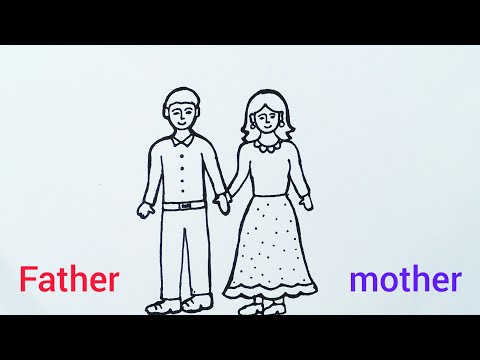 Mother father drawing || How to draw mother and father