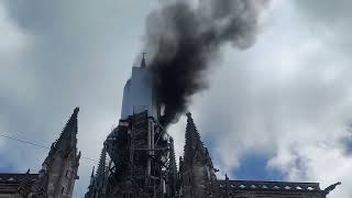 In France, the spire of the famous Rouen Cathedral caught fire.