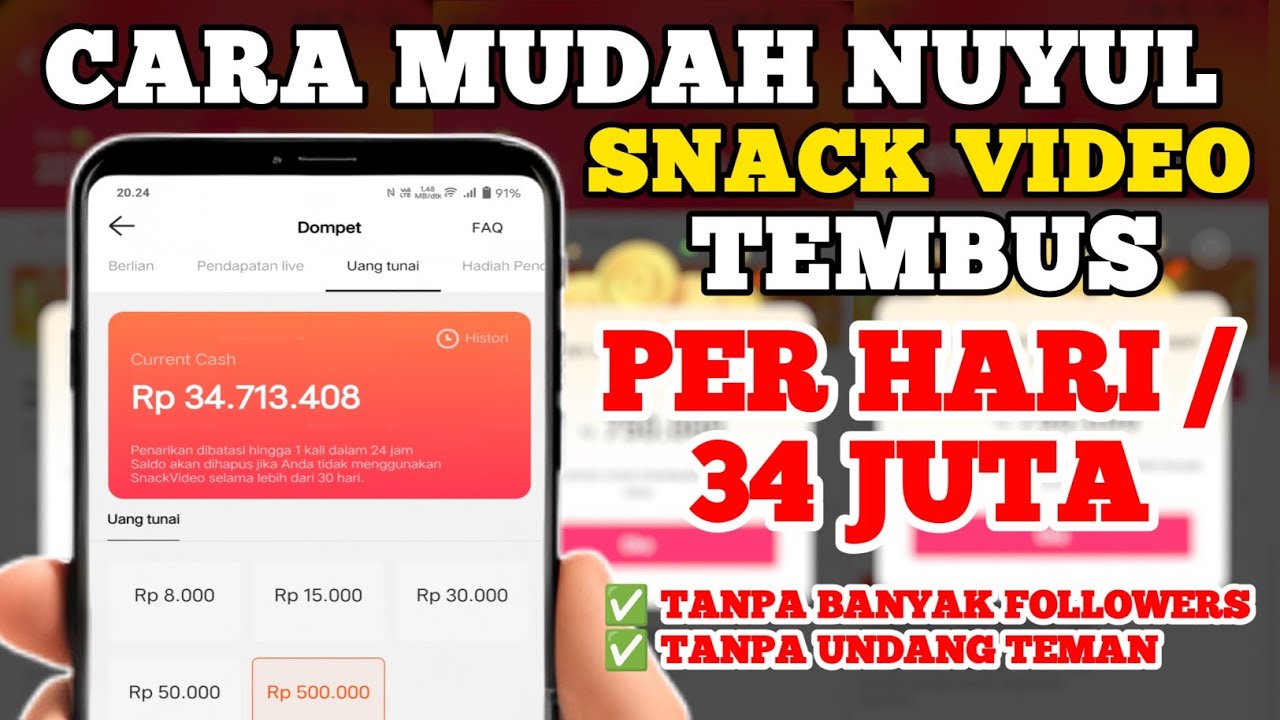 CARA MUDAH MENGHASILKAN UANG DI SNACK VIDEO DI TAHUN 2023 APK