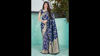 Navy Blue Banarasi Silk Saree By Manjubaa Maahi Silk Sku4501