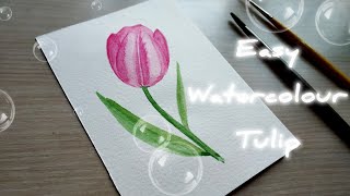 Watercolor Tulip Tutorial 🌷 | Easy Flower Painting for Beginners