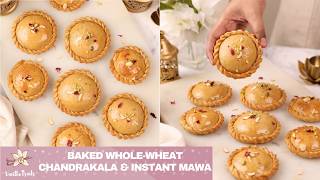 Wholewheat Baked Chandrakala Instant Mawa Stuffing Indian Festive Sweet Recipe