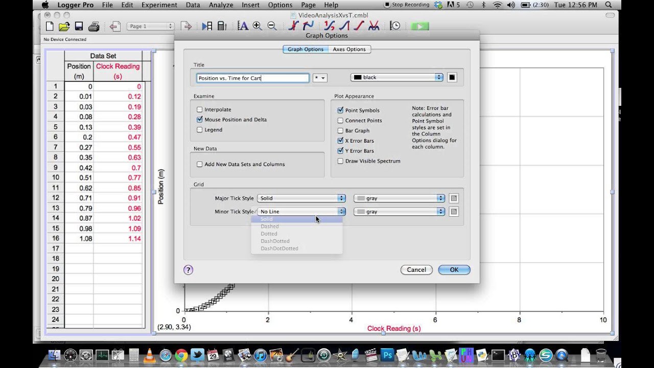 Preparing a Logger Pro Graph for Tangent Lines YouTube