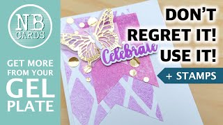 Use STAMPS to GET MORE from Your GEL PLATE! AClean and Simple Celebrate Card Tutorial [2024/109]