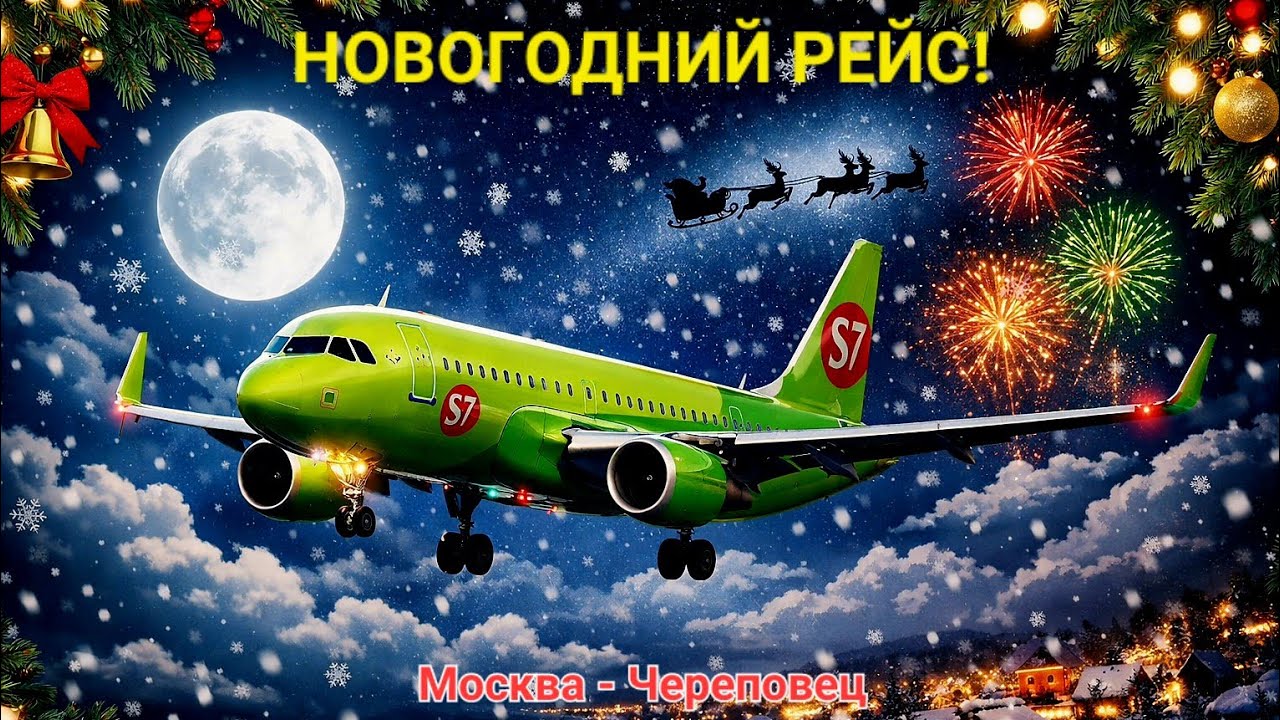 AIRBUS A320 S7 AIRLINES | RFS | Новогодний рейс из Москвы в Череповец!