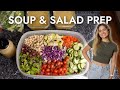 Healthy meal prep mushroom soup and a huge salad