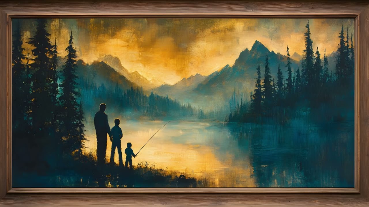 Fishing Adventures Frame TV Art | Vintage Happy Father's Day Background For Your TV🎣