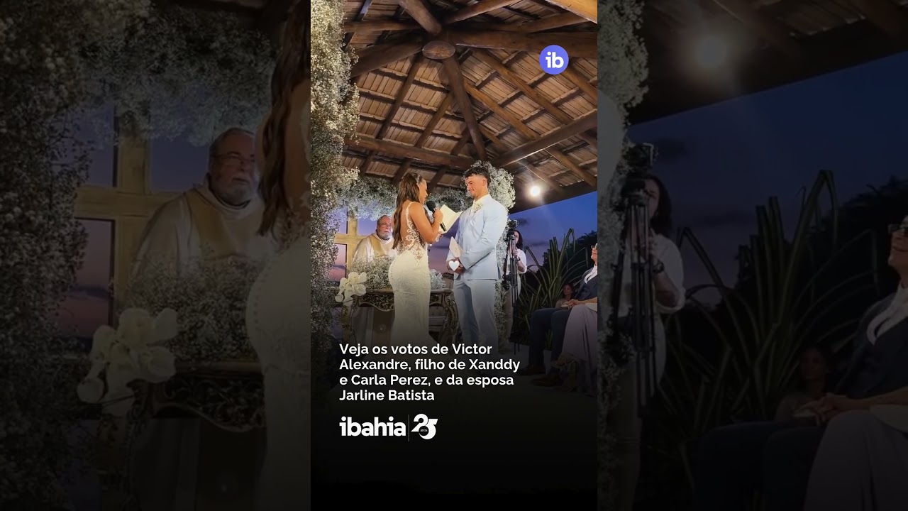 Veja os votos de Victor Alexandre, filho de Xanddy e Carla Perez, e da esposa Jarline Batista 