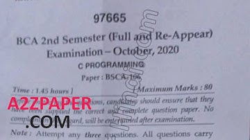 Mdu BCA 2nd Sem C Programing Question Paper 2020
