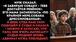 видео: Муж сказал:Я забираю собаку —тебе достаётся ребёнок. Свекровь засмеялась: собака хоть дрессированная картинка: Муж сказал:Я забираю собаку —тебе достаётся ребёнок. Свекровь засмеялась: собака хоть дрессированная