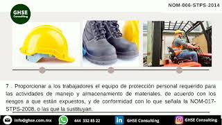 NOM006STPS2014 , MANEJO Y ALMACENAMIENTO DE MATERIALESCONDICIONES DE SEGURIDAD Y SALUD