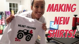 FINISHING ETSY ORDERS & MAKING NEW SHIRTS! Embroidery & Vinyl Shirts! Work Motivation!