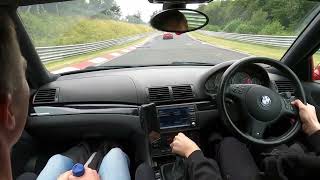 BMW E46 M3 chases E92 M3 in Damp Conditions - Nurburgring Nordschleife Touristenfahrten - 01/07/23