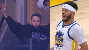 Steph Curry loving watching Seth Curry cook in his Warriors debut vs OKC 🔥