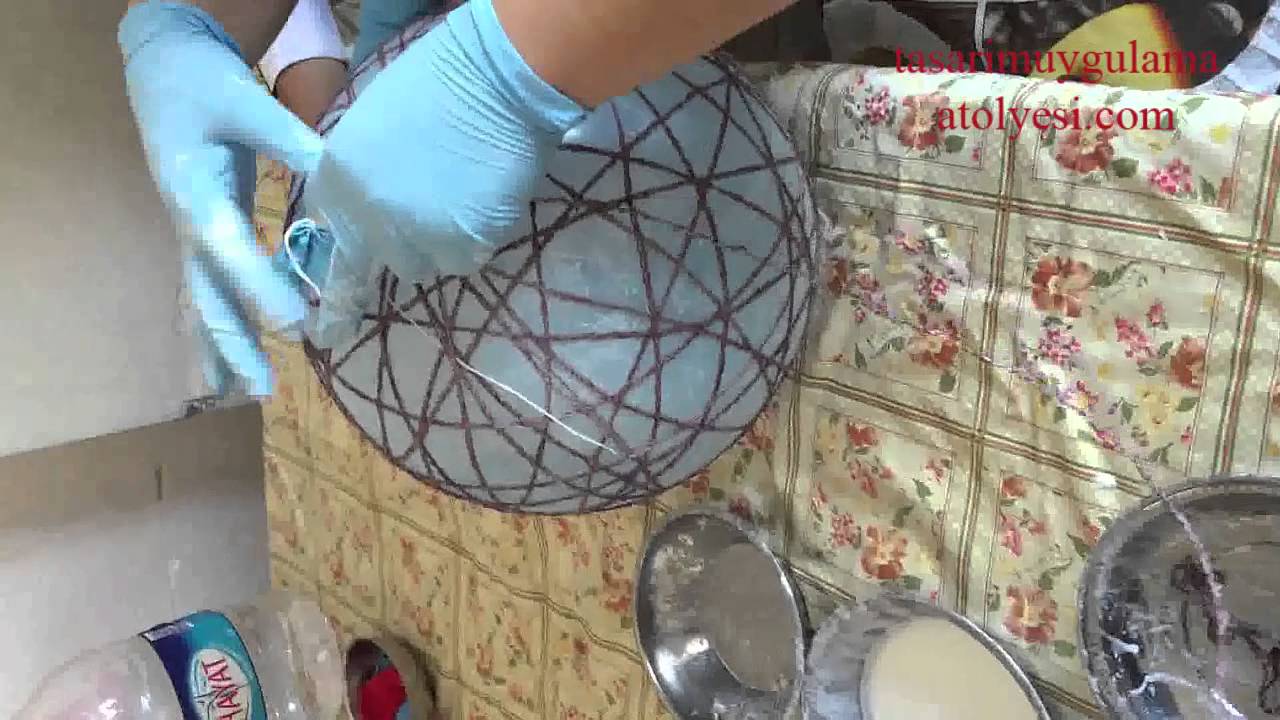 Balonla İpten Avize Yapımı Balonla İpten Avize Yapımı