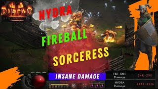 DIABLO 2 RESURRECTED HYDRA FIREBALL SORCERESS INSANE DAMAGE